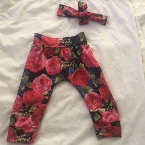 Infant Flower pants with head band